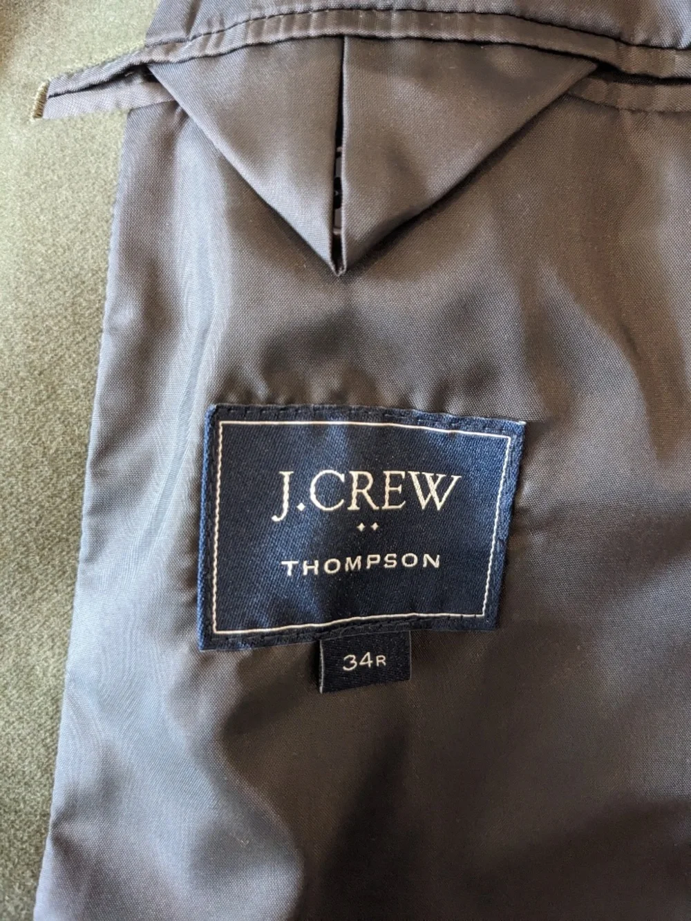 J. Crew Factory Thompson Blazer in 34R Slim-Fit (Green Moleskin)